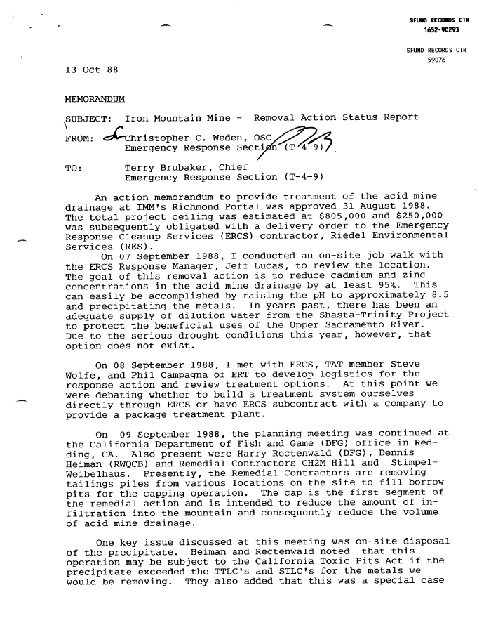 iron mountain mine iron mountain report